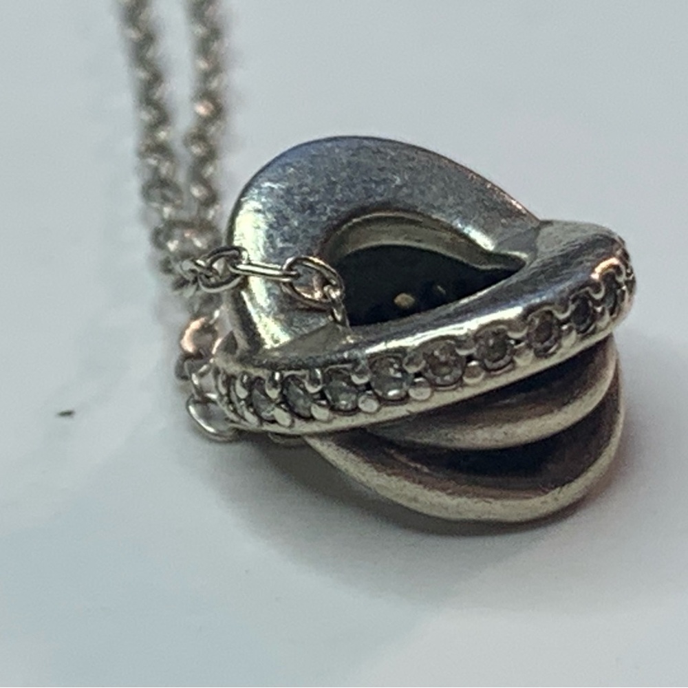 Pandora Silver Interlocking Circle Pendant Neckla… - image 1